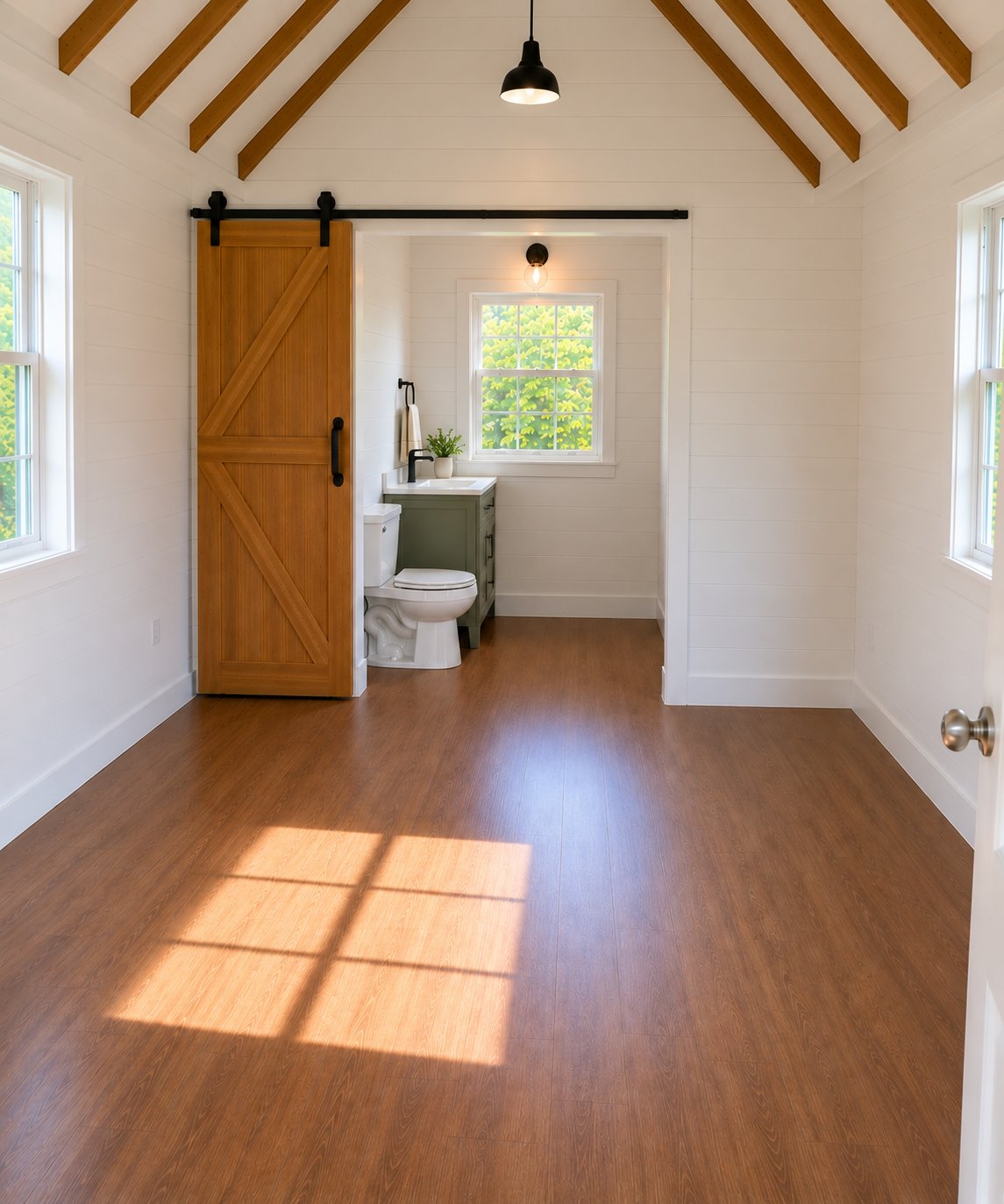 Real finished half bath, no loft