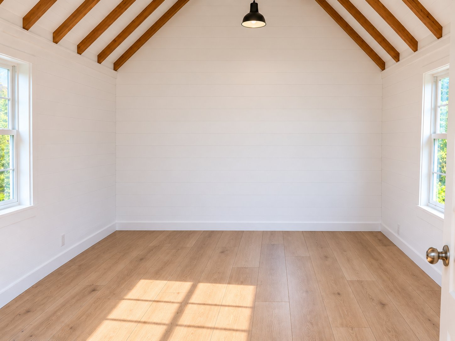 Real finished room with premium LVP flooring, no bathroom fixtures yet